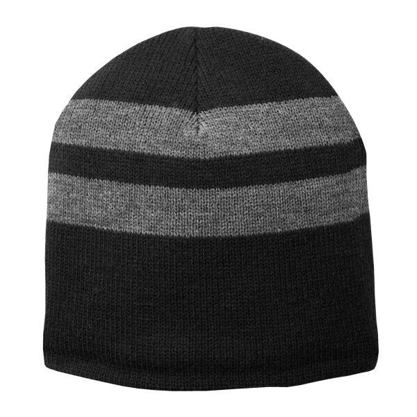Fleece Lined Striped Beanie Cap Thumbnail