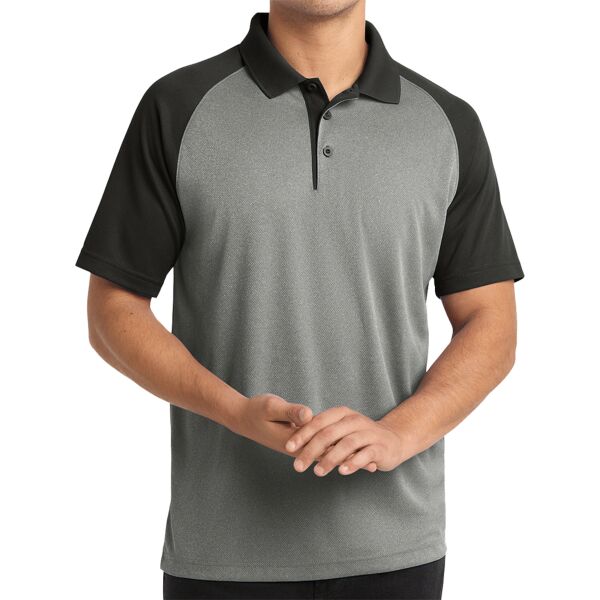 ® PosiCharge ® RacerMesh ® Raglan Heather Block Polo Thumbnail